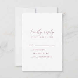 Moderne Rose Gold Script Einfache RSVP Karte