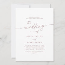 Moderne Rose Gold Script Einladung zur Hochzeit