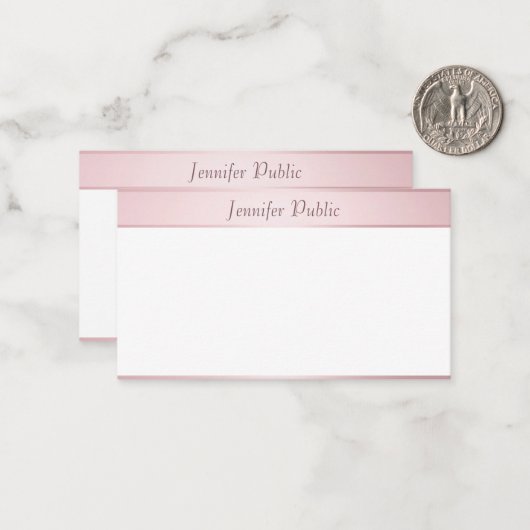 Moderne Rose Gold Script Elegante Vorlage (Vorderseite/Rückseite Beispiel)