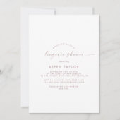 Moderne Rose Gold Script Fingerie Dusche Einladung (Vorderseite)