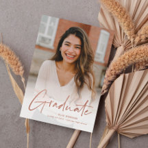 Moderne Rose Gold Script Foto Abschluss