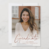 Moderne Rose Gold Script Foto Graduation Party Einladung (Vorderseite)