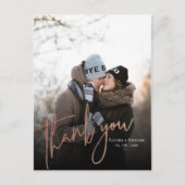 Moderne Rose Gold Script Foto Hochzeit Vielen Dank Postkarte (Vorderseite)