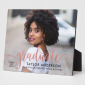 Moderne Rose Gold Script Graduate Foto Abschluss Fotoplatte (Seite)