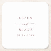 Moderne Rose Gold Script Hochzeit Rechteckiger Pappuntersetzer (Vorderseite)