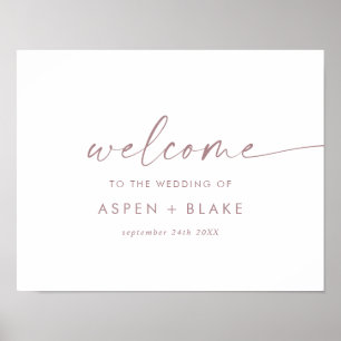 Moderne Rose Gold Script Hochzeit Willkommen Poster