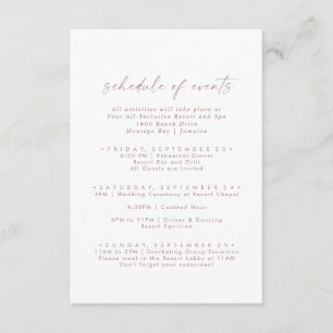 Moderne Rose Gold Script Hochzeitskalender Begleitkarte