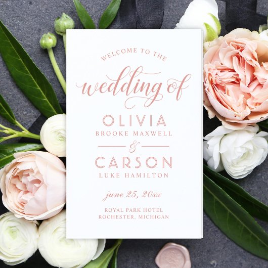 Moderne Rose Gold Script Hochzeitsprogramme