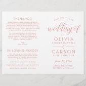 Moderne Rose Gold Script Hochzeitsprogramme (Vorderseite)