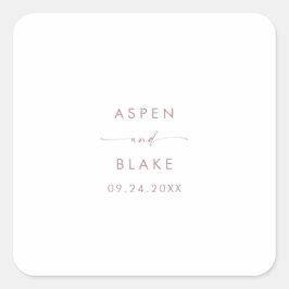 Moderne Rose-Gold-Script-Hochzeitsskripte-Umschlag Quadratischer Aufkleber