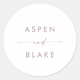 Moderne Rose-Gold-Script-Hochzeitsskripte-Umschlag Runder Aufkleber