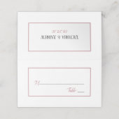 Moderne Rose Gold Script Minimal Hochzeit Platzkarte (Außenseite Aufgefaltet)