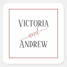Moderne Rose Gold Script Minimal Hochzeit Quadratischer Aufkleber