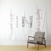 Moderne Rose Gold Script Minimal Hochzeit Wandteppich (Beispiel (Horizontal))