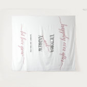 Moderne Rose Gold Script Minimal Hochzeit Wandteppich (Vorderseite (Horizontal))