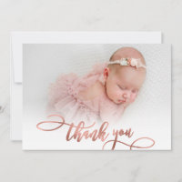 Moderne Rose Gold Script Neues Baby Foto Vielen Da