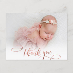 Moderne Rose Gold Script Neues Baby Foto Vielen Da Postkarte