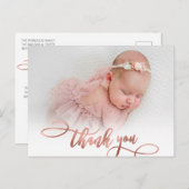 Moderne Rose Gold Script Neues Baby Foto Vielen Da Postkarte (Vorne/Hinten)