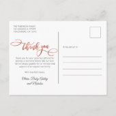 Moderne Rose Gold Script Neues Baby Foto Vielen Da Postkarte (Rückseite)