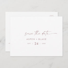 Moderne Rose Gold Script Save the Date Einladungspostkarte