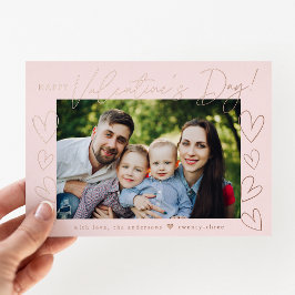 Moderne Rose Gold Script Valentine's Day Foto Folien Feiertagskarte