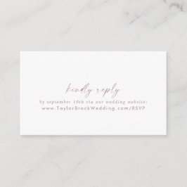Moderne Rose Gold Script Wedding Website UAWG Begleitkarte