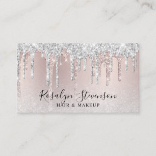 Moderne Rose Gold Silber Glitzer Haar & Make-up Visitenkarte