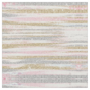Moderne Rose Gold Silver Glitzer Striche Stoff