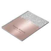 Moderne Rose Gold Silver Glitzer Tropfen Schönheit Notizblock (Linke Seite)