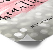 Moderne Rose Gold Silver Lights "Hello Beautiful" Poster (Ecke)