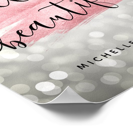 Moderne Rose Gold Silver Lights "Hello Beautiful" Poster (Ecke)