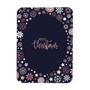 Moderne Rose Gold Snowflakes Winter Weihnachten Magnet