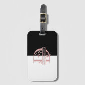 Moderne Rose Gold Split Custom Monogram A, B, C, D Gepäckanhänger (Vorderseite Vertikal)