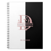 Moderne Rose Gold Split Custom Monogram A, B, C, D Notizblock (Vorderseite)