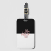 Moderne Rose Gold Split Custom Monogram L Gepäckanhänger (Vorderseite Vertikal)