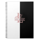 Moderne Rose Gold Split Custom Monogram L Notizblock (Vorderseite)