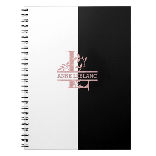 Moderne Rose Gold Split Custom Monogram L Notizblock (Vorderseite)
