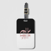 Moderne Rose Gold Split Custom Monogram R Gepäckanhänger (Vorderseite Vertikal)