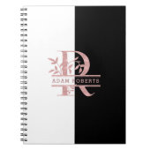 Moderne Rose Gold Split Custom Monogram R Notizblock (Vorderseite)