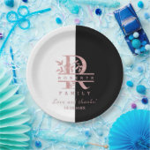 Moderne Rose Gold Split Custom Monogram R Pappteller (Party)