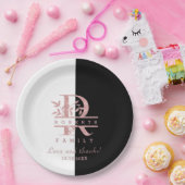 Moderne Rose Gold Split Custom Monogram R Pappteller (Party)