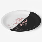 Moderne Rose Gold Split Custom Monogram R Pappteller (Schrägansicht)