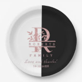 Moderne Rose Gold Split Custom Monogram R Pappteller (Vorderseite)