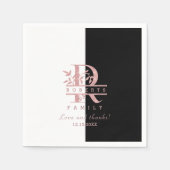 Moderne Rose Gold Split Custom Monogram R Serviette (Vorderseite)