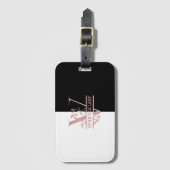 Moderne Rose Gold Split Custom Monogram V Gepäckanhänger (Vorderseite Vertikal)