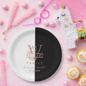 Moderne Rose Gold Split Custom Monogram V Pappteller (Party)