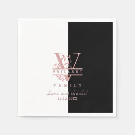 Moderne Rose Gold Split Custom Monogram V Serviette