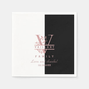 Moderne Rose Gold Split Custom Monogram V Serviette