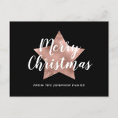 Moderne Rose Gold Star Frohe Weihnachten Postkarte (Vorderseite)