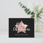 Moderne Rose Gold Star Frohe Weihnachten Postkarte (Stehend Vorderseite)